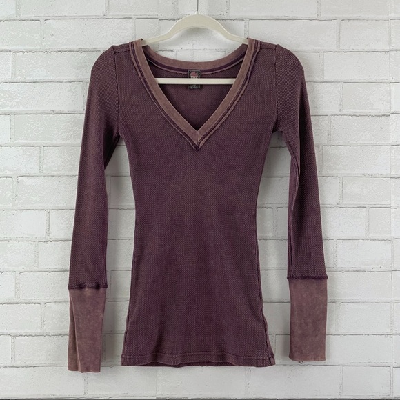 Free People Tops - Free People Zipper Cuff Long Sleeve Thermal Top